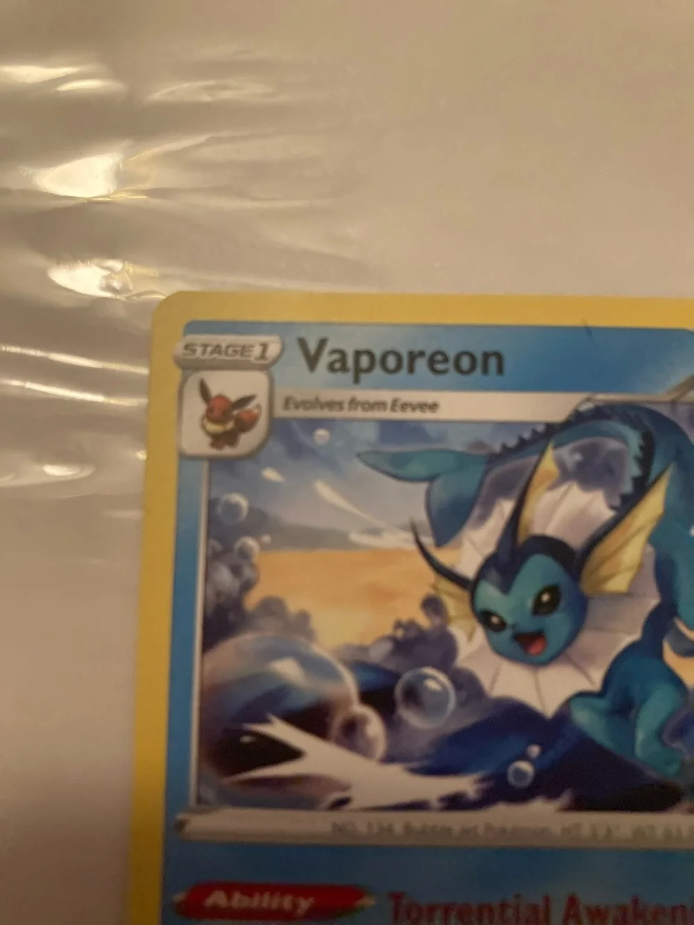 Pokemon Vaporeon Blue Yellow Trading Card 2020